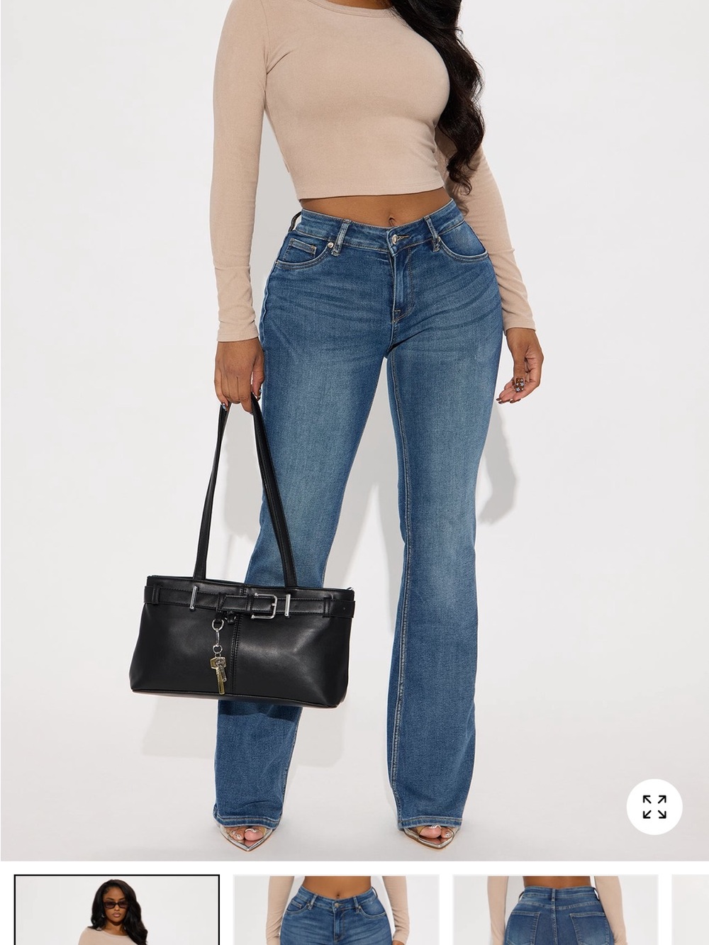 Fashion Nova Medium Blue High-Rise Flare Jeans